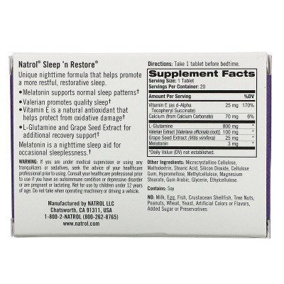 Sleep n Restore 20 таблетки | Natrol Sleep n Restore 20 таблетки | NatrolИма успокояващо действие
Помага за по-бързо заспиване
Подпомага сърцето и жлъчката
При физически болки на базата на психологични разстройства
При запек и спазми, преди Sleep n Restore 20 таблетки | Natrol Има успокояващо действие Помага за по-бързо заспиване Подпомага сърцето и жлъчката При физически болки на базата на психологични разстройства При запе Sleep n Restore 20 таблетки | Natrol Има успокояващо действие Помаг