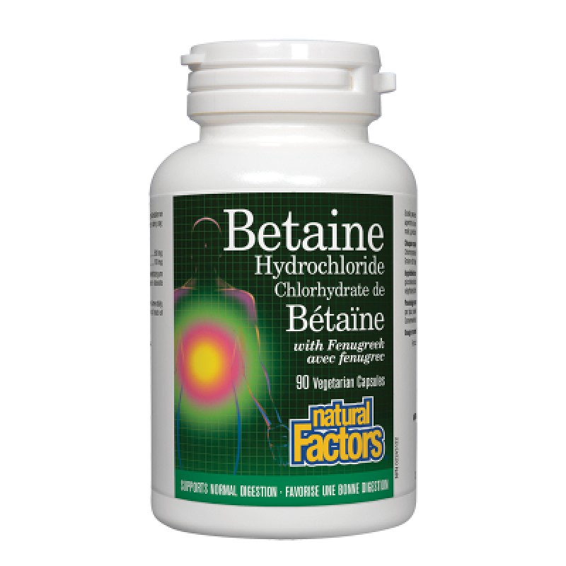 Betaine Hydrochloride 500 мг 90 веге капсули | Natural Factors