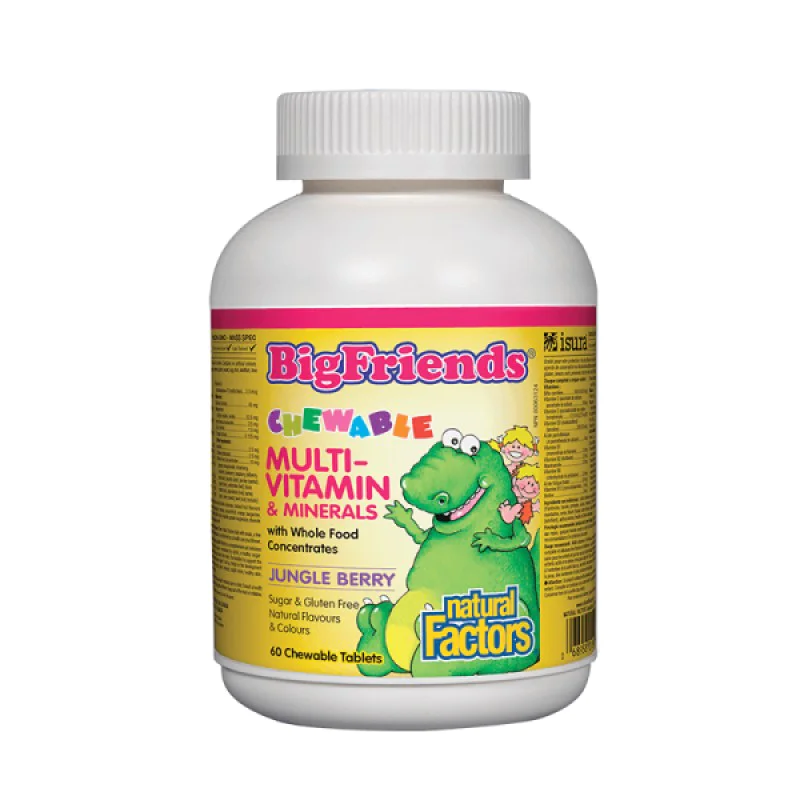 Big Friends Multi-Vitamin & Minerals 60 дъвчащи таблетки | Natural Facotrs Big Friends Multi-Vitamin & Minerals 60 дъвчащи таблетки | Natural Facotrs