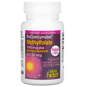 BioCoenzymated Methylfolate + B12 60 сублингвални таблетки | Natural Factors