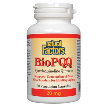BioPQQ®Pyrroloquinoliune Quinone 20 mg 30 capsules | Natural Factors Съдържа BioPQQ – пиролохинолин хинон Профилактика на невродегенеративните заболявания Подкрепя работата и производството на BioPQQ®Pyrroloquinoliune Quinone 20 mg 30 capsules | Natural F