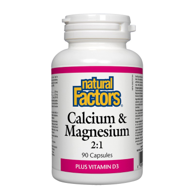 Calcium & Magnesium 2:1 + Vitamin D3 90 капсули | Natural Factors