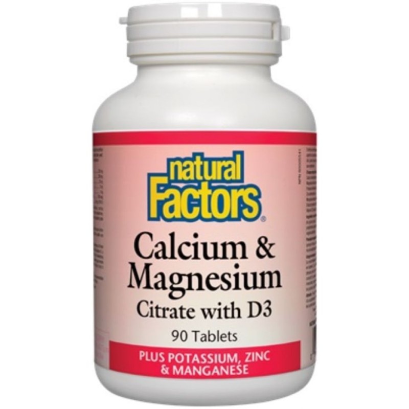 Calcium & Magnesium Citrate with D3 90 таблетки | Natural Factors