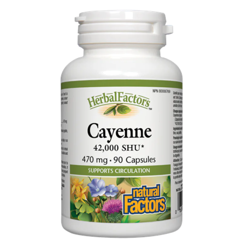 Cayenne 42 000 SHU 470 мг 90 капсули | Natural Factors Cayenne 42 000 SHU 470 мг 90 капсули | Natural Factors