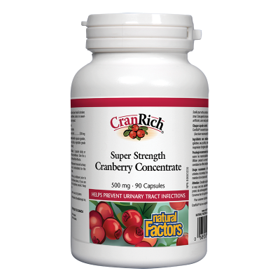 CranRich Super Strength Cranberry Concentrate 500 мг 90 капсули | Natural Factors CranRich Super Strength Cranberry Concentrate 500 мг 90 капсули | Natural Factors