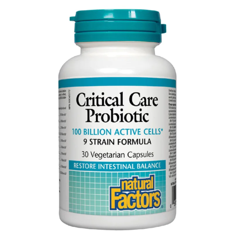 Critical Care Probiotic 100 млрд. живи организми 30 веге капсули | Natural Factors Осигурява максимална подкрепа за здравето на храносмилателната система Възстановява и поддържа здрава, балансирана чревна флора Critical Care Probiotic 100 млрд. живи орган