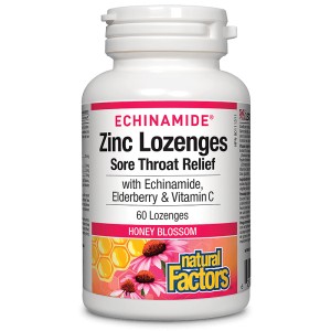 Echinamide Zinc Lozenges Sore Throat Relief Honey Blossom 60 таблетки | Natural Factors