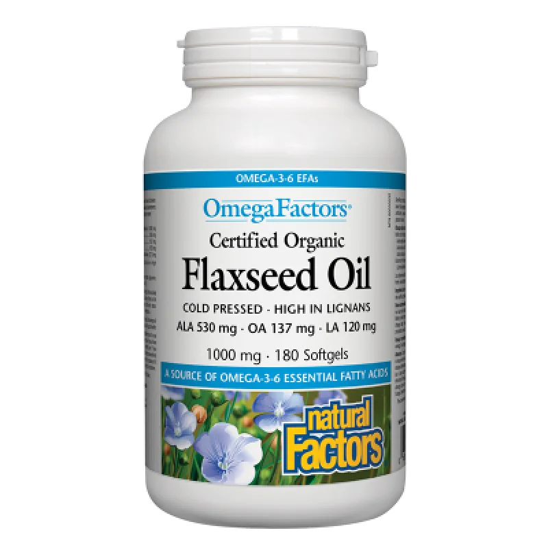 Flaxseed Oil 1000 мг 180 гел-капсули | Natural Factors Flaxseed Oil 1000 мг 180 гел-капсули | Natural Factors