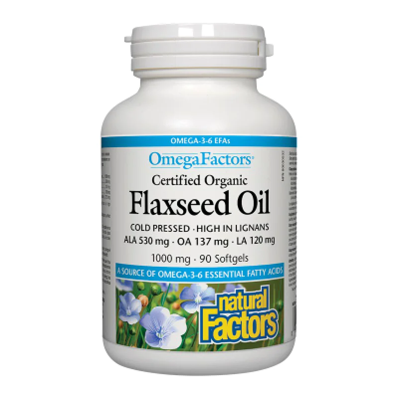 Flaxseed Oil 1000 мг 90 гел-капсули | Natural Factors Flaxseed Oil 1000 мг 90 гел-капсули | Natural Factors