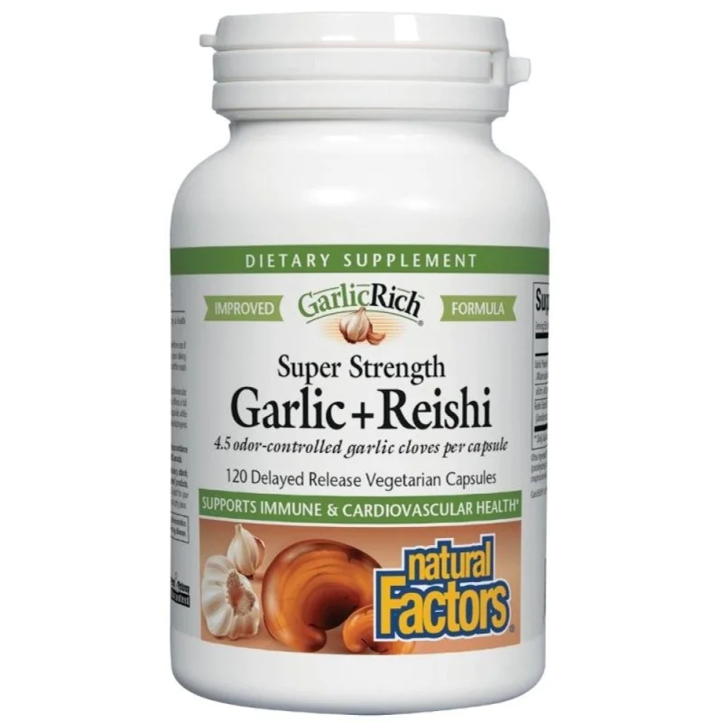 GarlicRich Super Strength Garlic+Reishi 120 капсули | Natural Factors