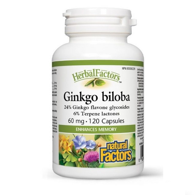Ginkgo Biloba 60 мг 120 капсули | Natural Factors