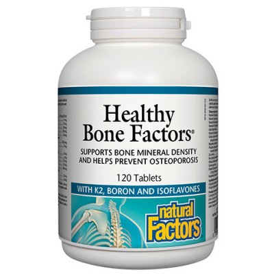 Healthy Bone Factors 624 мг 120 таблетки | Natural Factors Възпрепятства остеопорозата Увеличава костната минерална плътност Забавя процесите, разрушаващи костната тъкан Стимулира здравата клетъчна структу Healthy Bone Factors 624 мг 120 таблетки | Natura