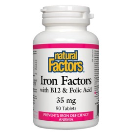 Iron Factors® с Витамин В12 и Фолиева киселина 35 мг 90 таблетки | Natural Factors