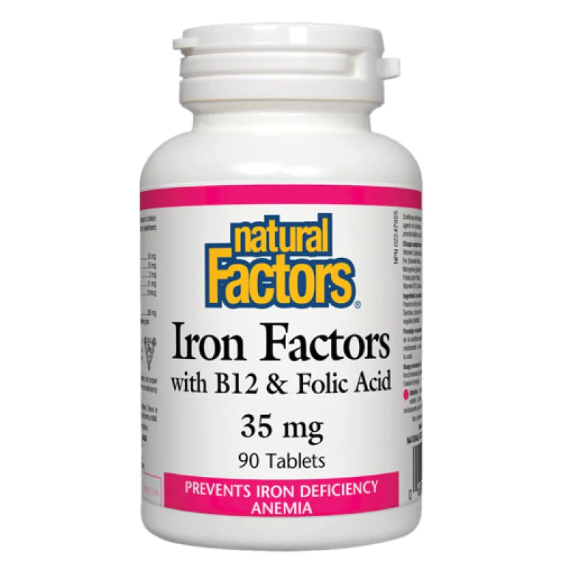 Iron Factors® с Витамин В12 и Фолиева киселина 35 мг 90 таблетки | Natural Factors Iron Factors® с Витамин В12 и Фолиева киселина 35 мг 90 таблетки | Natural FactorsПодпомага производството на еритроцити и хемоглобин
Поддържа транспорта на кислор Iron Factors® с Витамин В12 и Фолиева киселина 35 мг 90 таблетки | Natural Factors Подпомага производството на еритроцити и хемоглобин Поддържа транспорта на кислород в тялото Участва в енергийния метабол Iron Factors® с Витамин В12 и Фолиева киселина 35