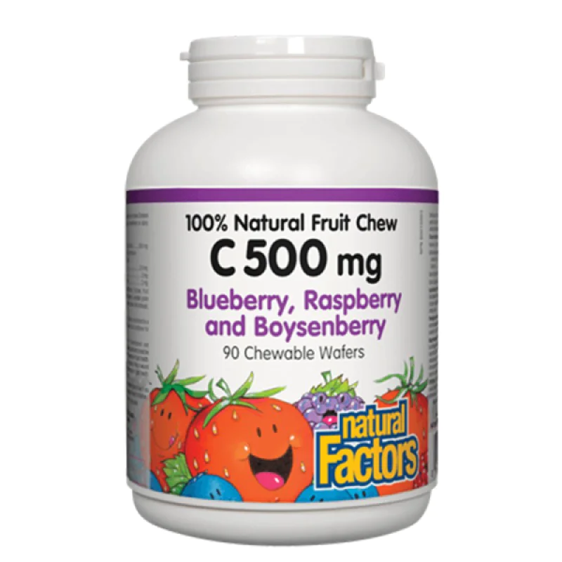 100% Natural Fruit Chew Vitamin C Forest Fruits 500 мг 90 дъвчащи таблетки | Natural Factors 100% Natural Fruit Chew Vitamin C Forest Fruits 500 мг 90 дъвчащи таблетки | Natural Factors