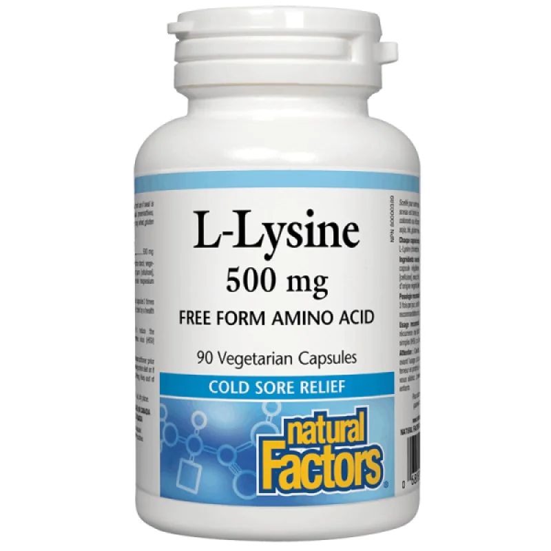 L-Lysine 500 мг 90 веге капсули | Natural Factors L-Lysine 500 мг 90 веге капсули | Natural Factors