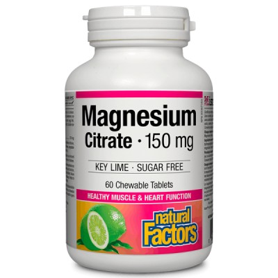 Magnesium Citrate 150 мг 60 дъвчащи таблетки | Natural Factors