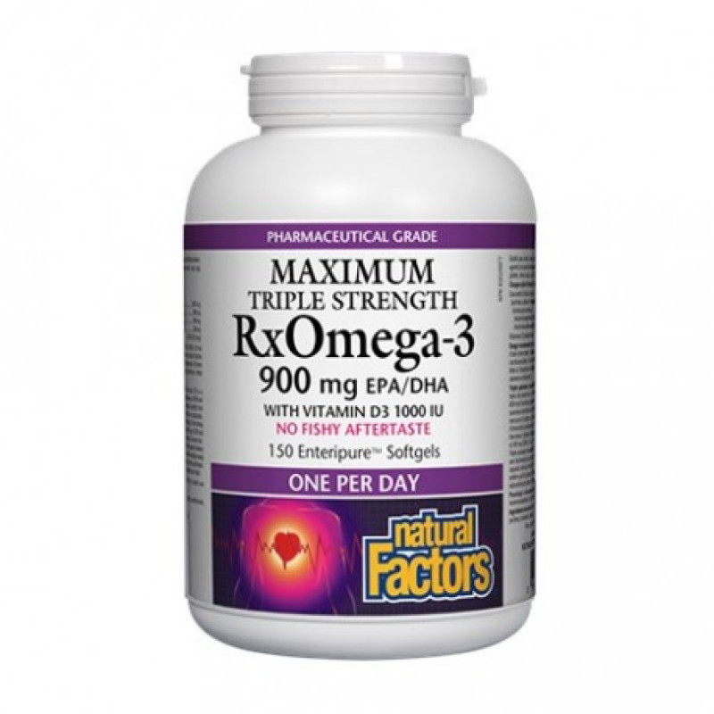 Maximum Triple Strength Rx Omega-3 900 mg 150 Softgels Natural Factors
