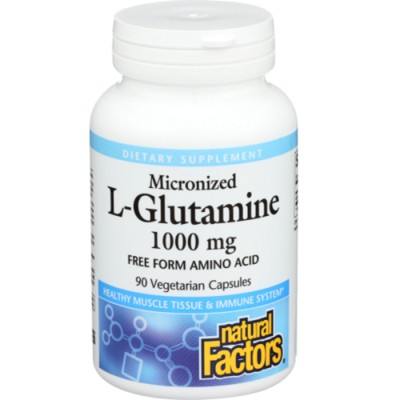 Micronized L-Glutamine 1000 мг 90 капсули | Natural Factors Участва в синтеза на протеини Потиска секрецията на кортизол (антикатаболен ефект) Намален риск от претрениране Стимулира производството на глико Micronized L-Glutamine 1000 мг 90 капсули | Natur
