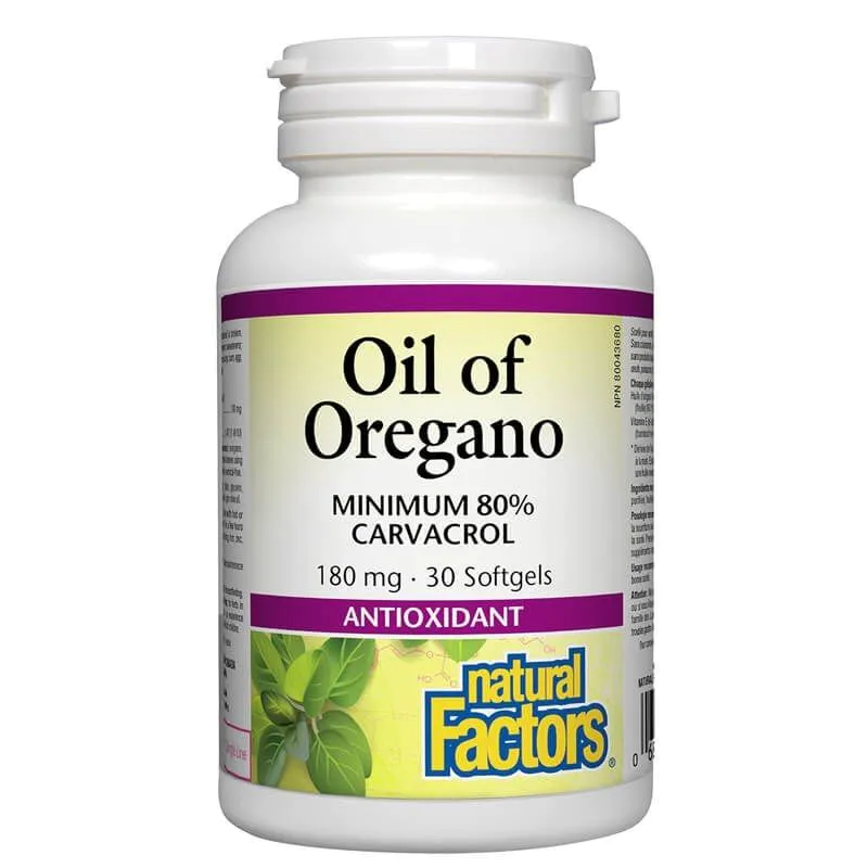 Natural Factors180 мг 30 гел-капсули | Natural Factors Oil of Oregano Organic 180 мг 30 гел-капсули | Natural Factors