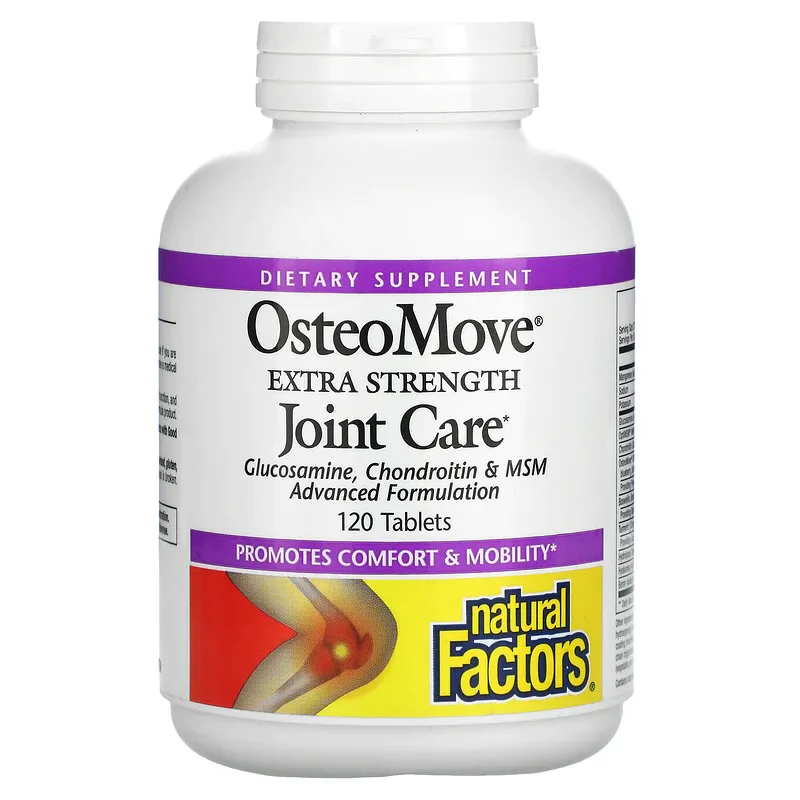 OsteoMove Extra Strength Joint Care 1431 мг 120 таблетки | Natural Factors Намалява болезнеността в ставите Елиминира ставните възпаления Укрепва структурата на хрущяла Заздравява всички твърди тъкани и му OsteoMove Extra Strength Joint Care 1431 мг 120 т