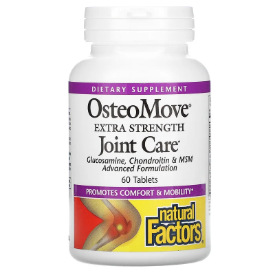 OsteoMove Extra Strength Joint Care 1431 мг 60/120/240 таблетки | Natural Factors Намалява болезнеността в ставите Елиминира ставните възпаления Укрепва структурата на хрущяла Заздравява всички твърди тъка OsteoMove Extra Strength Joint Care 1431 мг 60/12