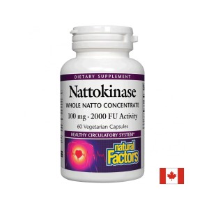 Натокиназа Nattokinase Natto Concentrate 2000 FU Activity, 60 капсули | Natural Factors