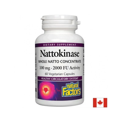Натокиназа Nattokinase Natto Concentrate 2000 FU Activity, 60 капсули | Natural Factors