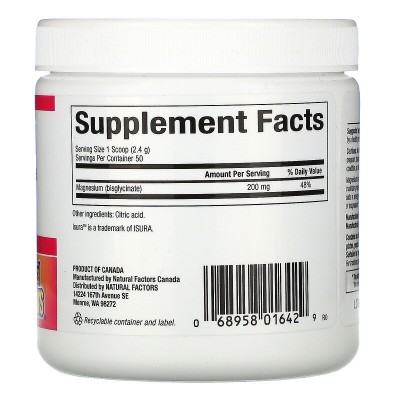 Pure Magnesium Bisglycinate 200 мг 120 гр | Natural Factors Допринася за поддържане на нормално състояние на метаболизма на въглехидратите, мазнините и белтъчините Грижи се за здравината на костите и зъбите Д Pure Magnesium Bisglycinate 200 мг 120 гр | Na