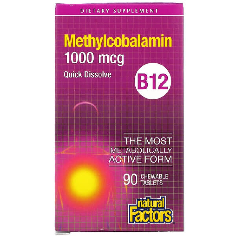Quick Dissolve B12 Methylcobalamin 1000 мкг 90 таблетки | Natural Factors