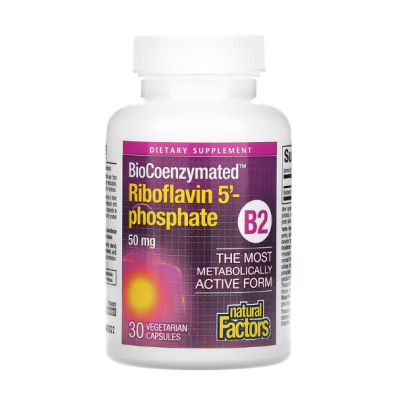 Riboflavin 5-phosphate 50 мг 30 веге капсули | Natural Factors Подпомага метаболизма на въглехидрати, мазнини и протеини Помага за предотвратяване на дефицит на рибофлавин Помага при образуването на тъка Riboflavin 5-phosphate 50 мг 30 веге капсули | Natu