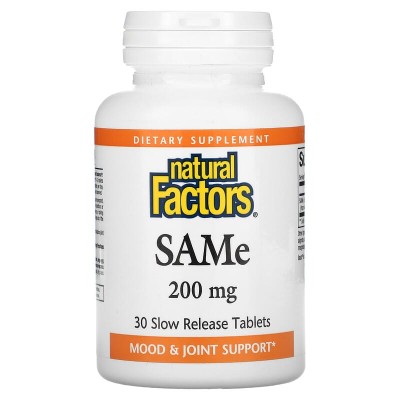 SAMe (S-Adenosyl-L-Methionine) 200 мг 30 таблетки | Natural Factors SAMe (S-Adenosyl-L-Methionine) 200 мг 30 таблетки | Natural Factors