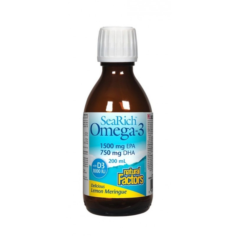 SeaRich Omega-3 + D3 Liquid 200 мл | Natural Factors