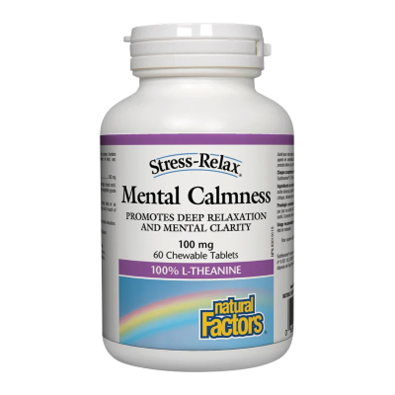 Stress-Relax Mental Calmness 100% L-Theanine 100 мг 60 дъвчащи таблетки | Natural Factors Stress-Relax Mental Calmness 100% L-Theanine 100 мг 60 дъвчащи таблетки | Natural Factors