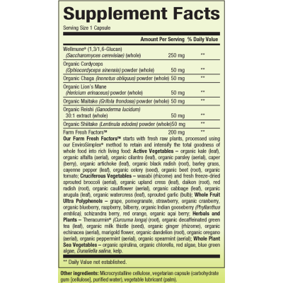 Super Mushroom Whole Earth & Sea 60 веге капсули | Natural Factors Съдържа гъби майтаке, шиитаке, рейши, кордицепс, чага и лъвска грива, както и добавени бета глюкани Подпомага функцията на имунната система Super Mushroom Whole Earth & Sea 60 веге