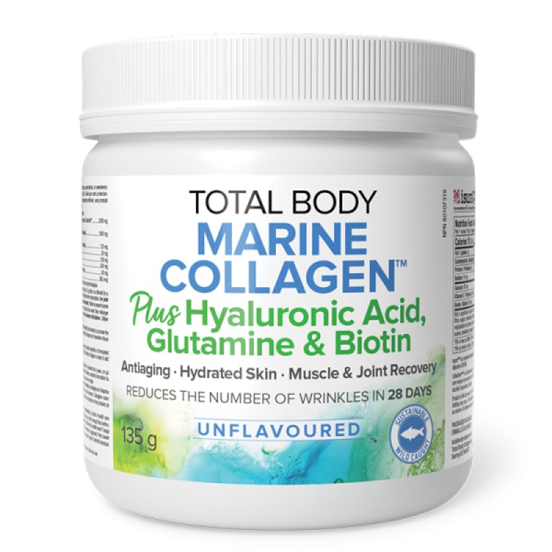 Total Body Marine Collagen + Hyaluronic Acid, Glutamine & Biotin Unflavoured Powder 135 гр | Natural Factors