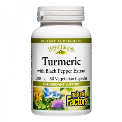 Тurmeric with Black Pepper Extract 300 мг 60 веге капсули | Natural Factors