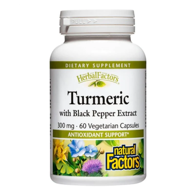 Тurmeric with Black Pepper Extract 300 мг 60 веге капсули | Natural Factors