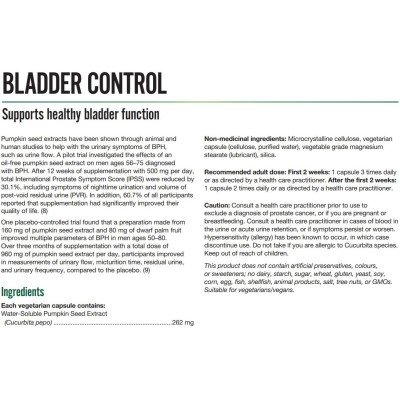 Ultimate Bladder Control 262 мг 60 веге капсули | Natural Factors Подобрява процесите на отделянето на пикочна течност Подобрява ообмена на веществата в пикочно-половата система Намалява пикочните отлагания в Ultimate Bladder Control 262 мг 60 веге капсул