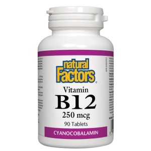 Vitamin B12 Cyanocobalamin 250 мкг 90 таблетки | Natural Factors