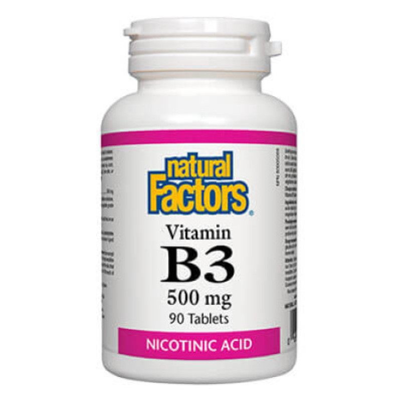 Vitamin B3 Nicotinic Acid 500 мг 90 таблетки | Natural Factors