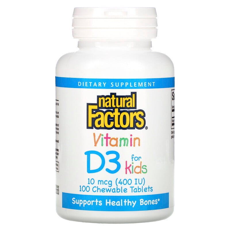 Vitamin D3 for Kids 10 мкг (400 IU) 100 дъвчащи таблетки ягода | Natural Factors