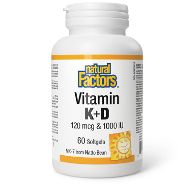 Витамин К2 120 мкг D3 1000 IU 60 гел-капсули Natural Factors