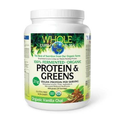 Whole Earth and Sea Fermented Organic Protein and Greens Powder Vanilla Chai 656 гр | Natural Factors Whole Earth and Sea Fermented Organic Protein and Greens Powder Vanilla Chai 656 гр | Natural Factors