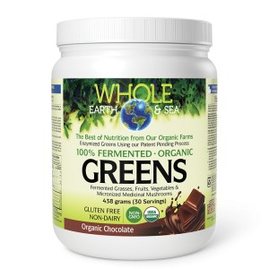 Whole Earth & Sea 100% Fermented Organic Greens Powder Chocolate Flavour 438 гр | Natural Factors
