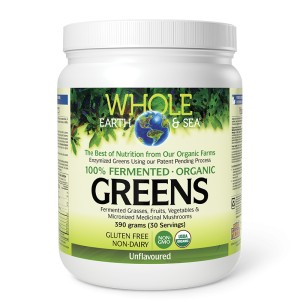 Whole Earth & Sea 100% Fermented Organic Greens Unflavored Powder 390 гр | Natural Factors