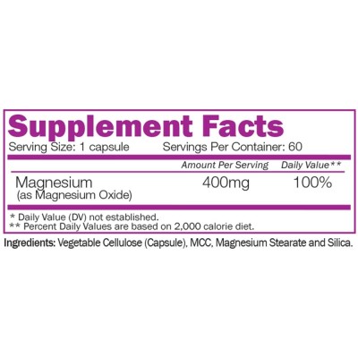 Magnesium Oxide 60 капсули I Naturalico При остър и хроничен гастрит Срещу стомашни болки Неутрализира рефлуксни състояния Против киселини Действа при запек Стимулира чревната перисталтика Магнези Magnesium Oxide 60 капсули I Naturalico При остър и хронич