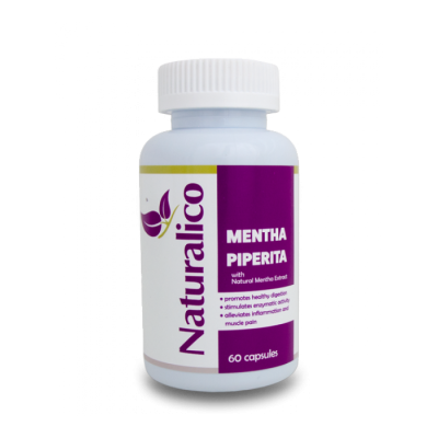 Mentha Piperita 60 капсули I Naturalico Срещу простудни заболявания Против нервни раздразнения Подобрява храносмилането Спомага обмяната на веществата Има функция на имуностимулатор При безсъние В Mentha Piperita 60 капсули I Naturalico Срещу простудни за