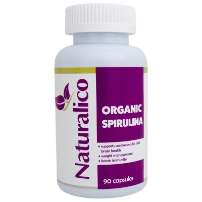 Organic Spirulina 90 капсули | Naturalico Мощен антиоксидант Забавя процесите на стареене Регулира телесното тегло Спомага обмяната на веществата Има функция на имуностимулатор Понижава нивото на хол Organic Spirulina 90 капсули | Naturalico Мощен антиокс