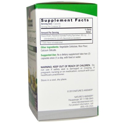 Passionflower 500 mg 60 Veggie Capsules I Natures Answer Passionflower 500 mg 60 Veggie Capsules I Nature`s AnswerЕфикасно отстранява болката
Има успокояващо въздействие върху нервната система
При нарушения на съня
Притежава противоспазматичн Passionflower 500 mg 60 Veggie Capsules I Nature`s Answer Ефикасно отстранява болката Има успокояващо въздействие върху нервната система При нарушения на съня Притежава противоспазматично действие Пасиф Passionflower 500 mg 60 Veggie Capsules I Nature`s A
